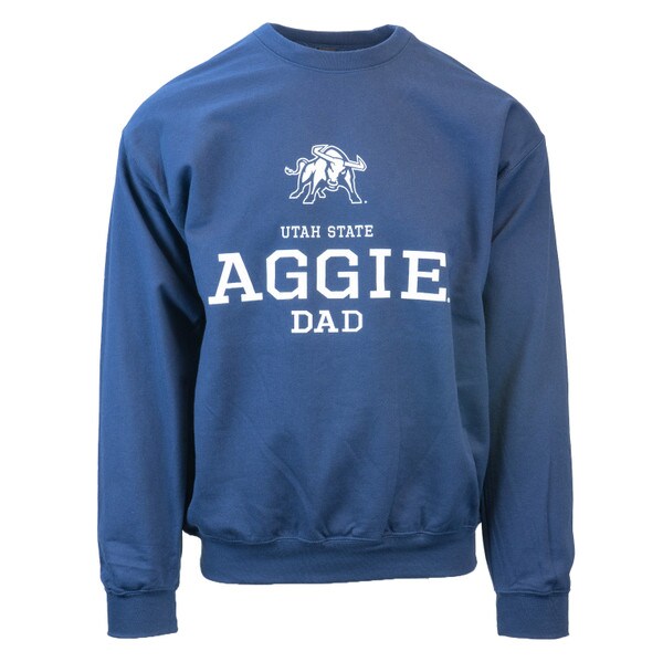 Utah State Aggie Dad Navy Crew Sweatshirt Aggie Bull